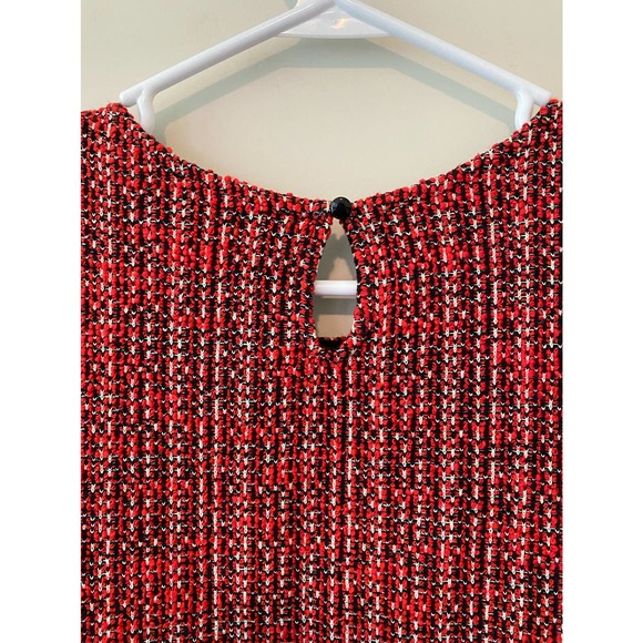Banana Republic Tweed Sleeveless Blouse Shirt Red Black White Size Small - Picture 3 of 4
